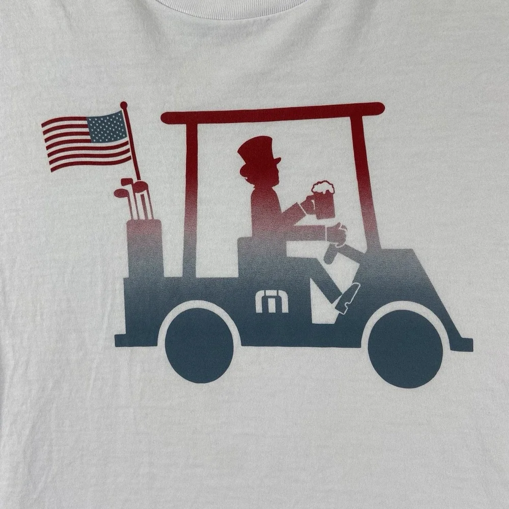 Travis Mathew T-Shirt mens Small Graphic Golf Cart USA July 4th 100% Pima Cotton - Picture 3 of 13